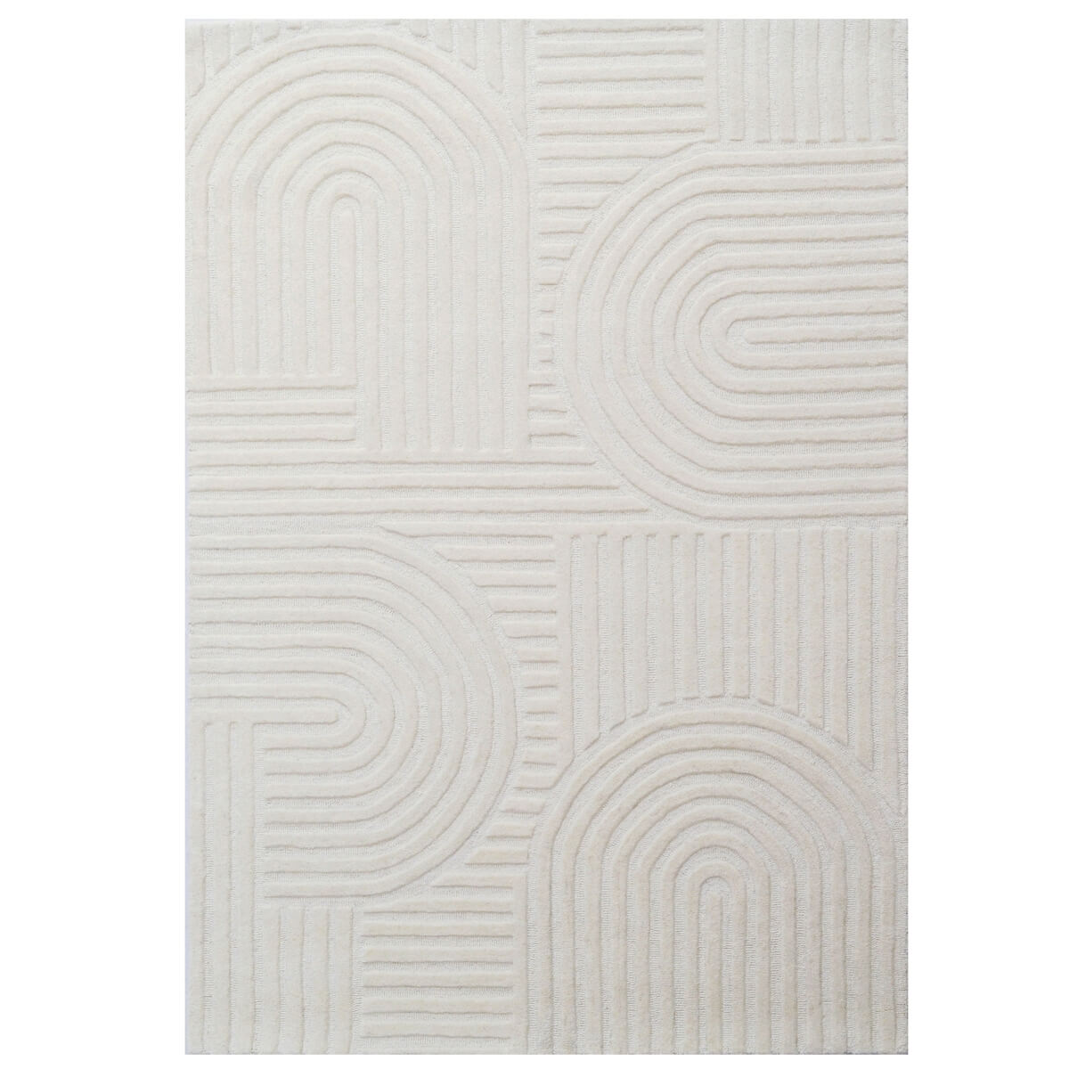 Rich Textured Hand-Embossed Wool Rug -  Ivory (Available in 3 Sizes)