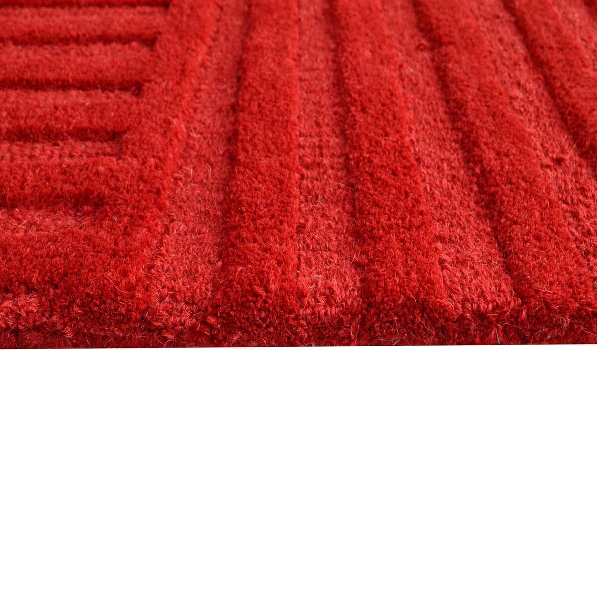 Rich Textured Hand-Embossed Wool Rug -  Red (Available in 3 Sizes)