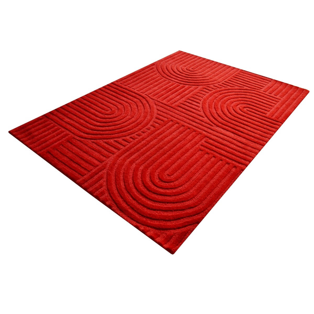 Rich Textured Hand-Embossed Wool Rug -  Red (Available in 3 Sizes)