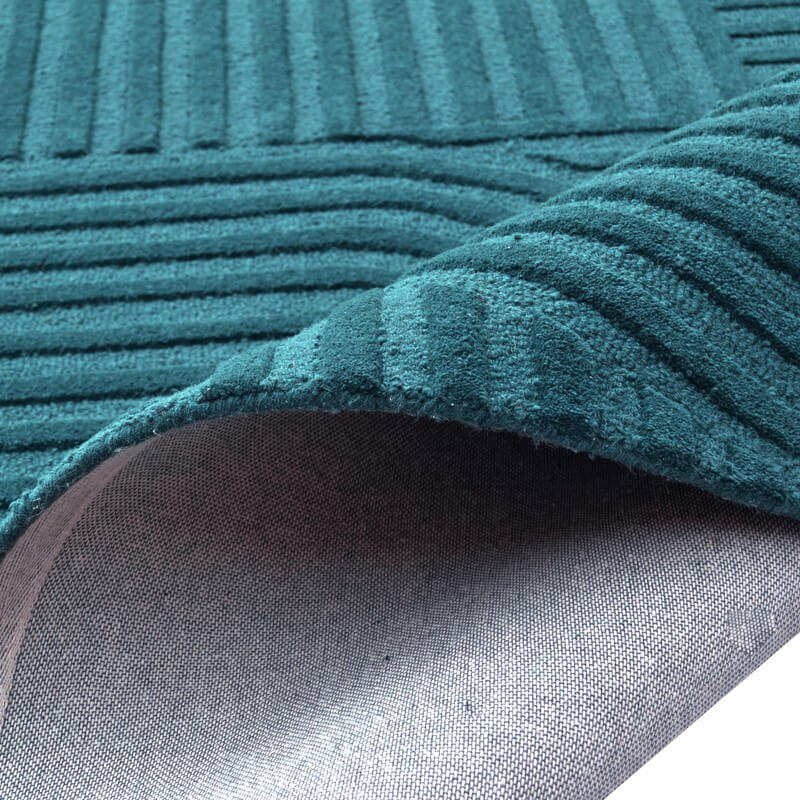 Rich Textured Hand-Embossed Wool Rug -  Turquoise (Available in 3 Sizes)