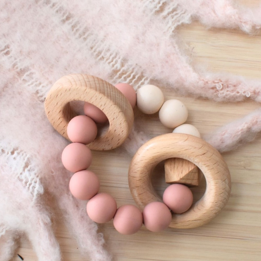 Ring Wooden Silicone Teether (Available in 2 Colors)