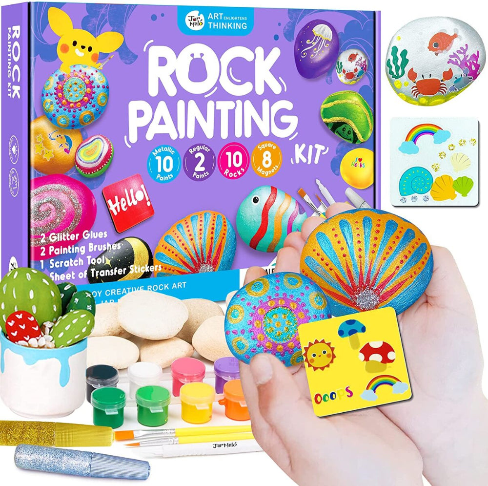 Rock Art Deluxe - Metallic Paint & Glitter Glue Set