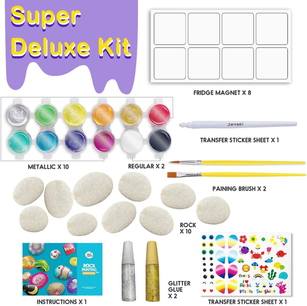 Rock Art Deluxe - Metallic Paint & Glitter Glue Set