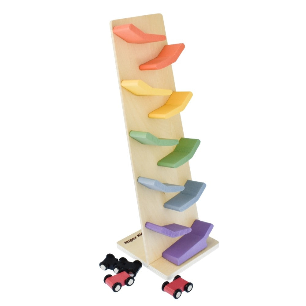 Rolling Wooden Cars Toddlers Game - Pastel