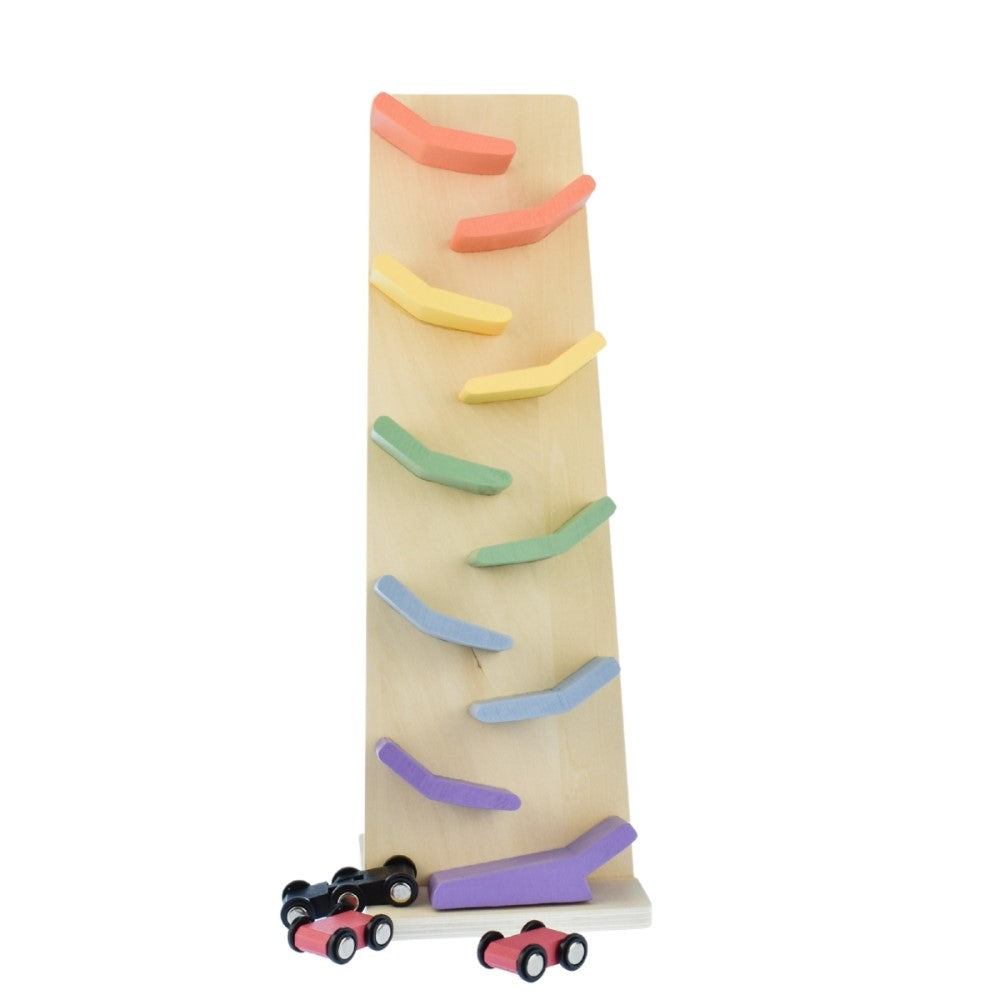 Rolling Wooden Cars Toddlers Game - Pastel