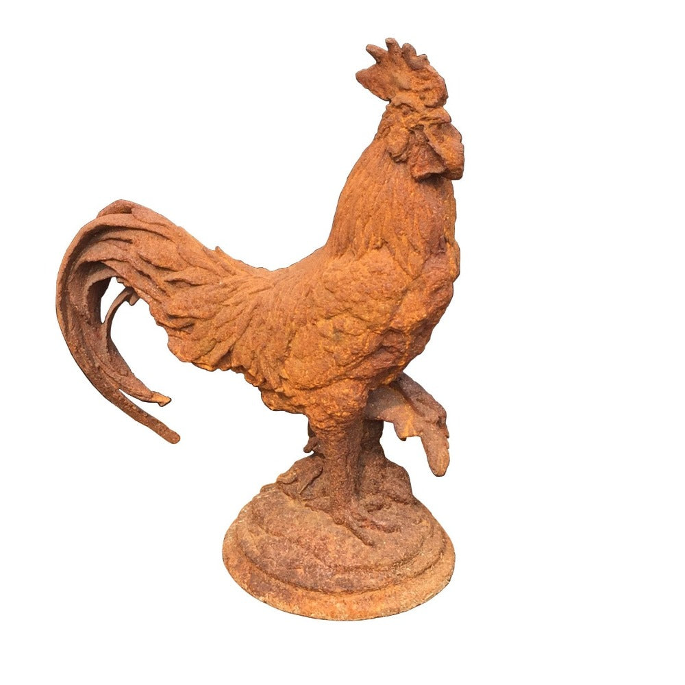 Outdoor Cast Iron Rooster Garden Statue