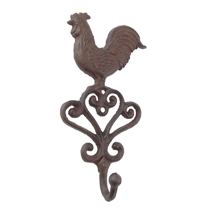 Rooster Cast Iron Wall Hanging Single Hook