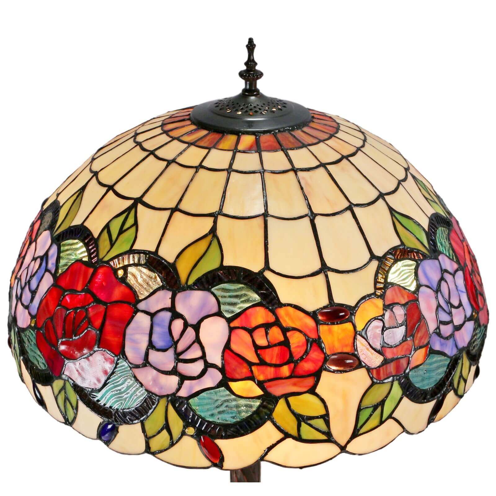 Rose Garden Tiffany Stained Glass Floor Lamp