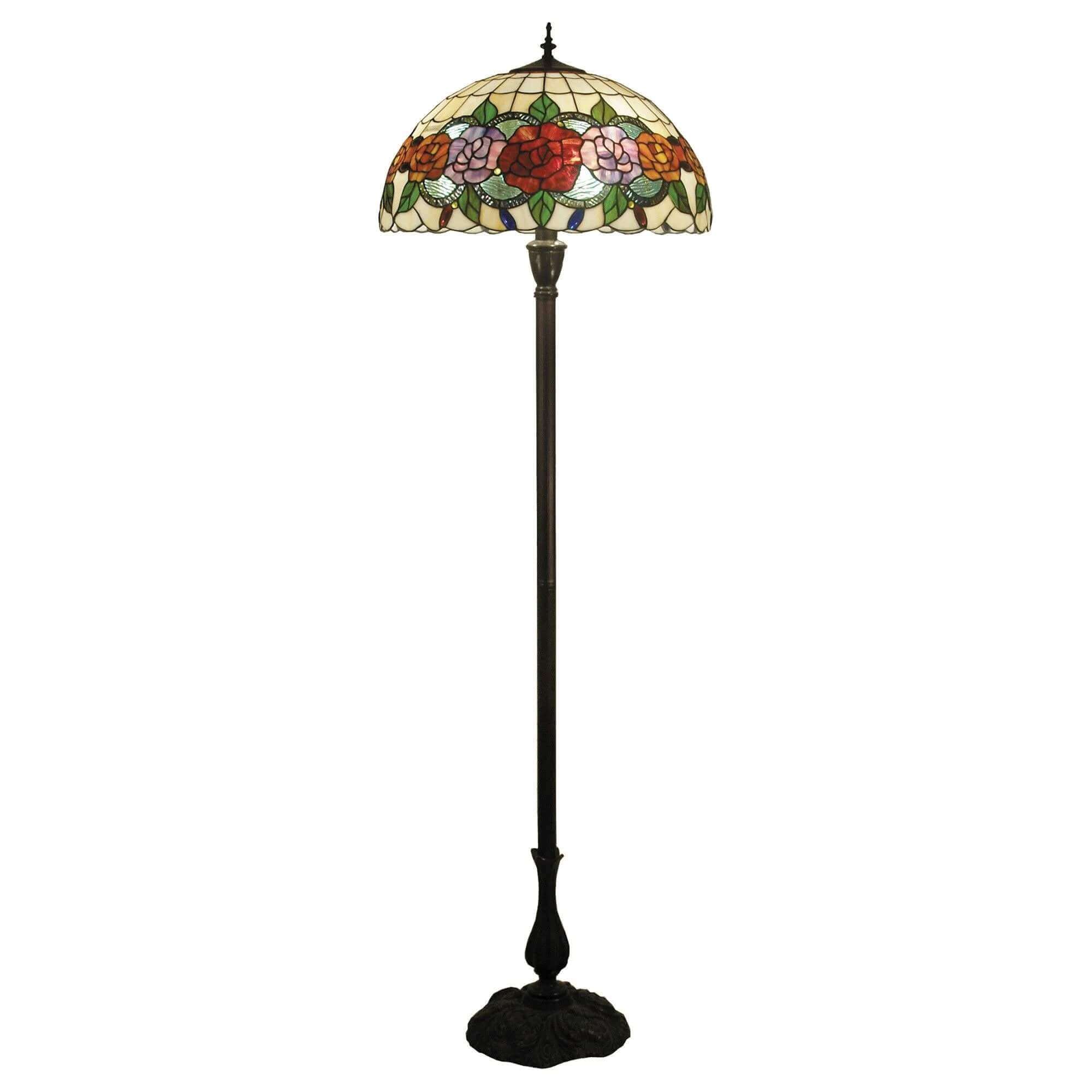 Rose Garden Tiffany Stained Glass Floor Lamp