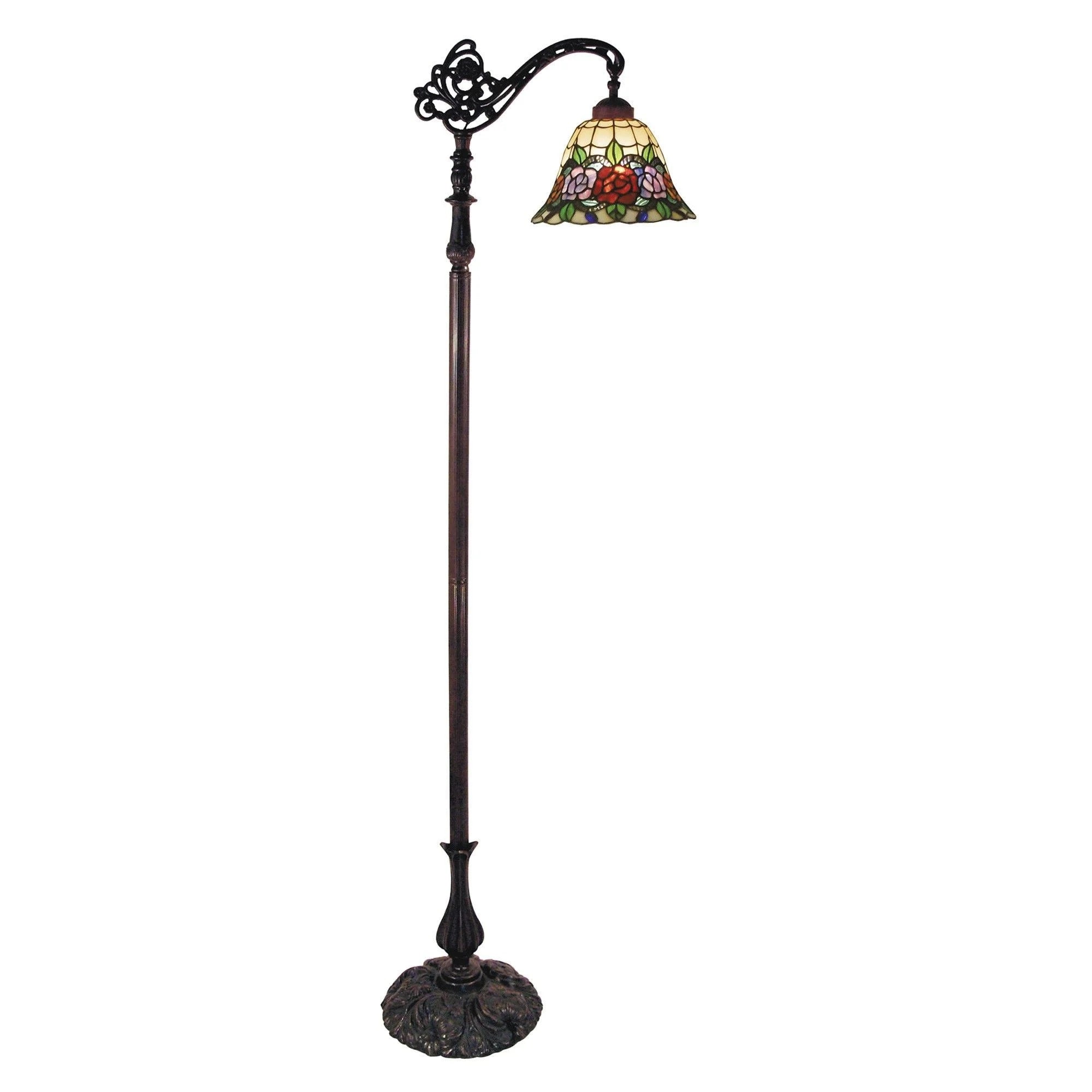 Rose Garden Downbridge Tiffany Stained Glass Floor Lamp