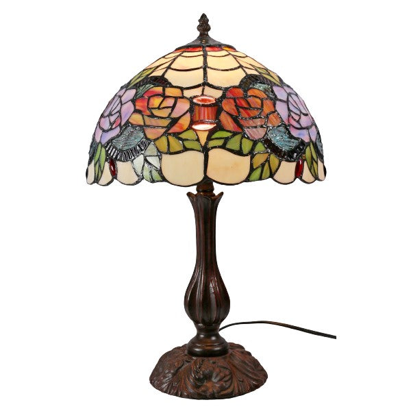 Rose Garden Tiffany Stained Glass Table Lamp (Available in 2 Sizes)