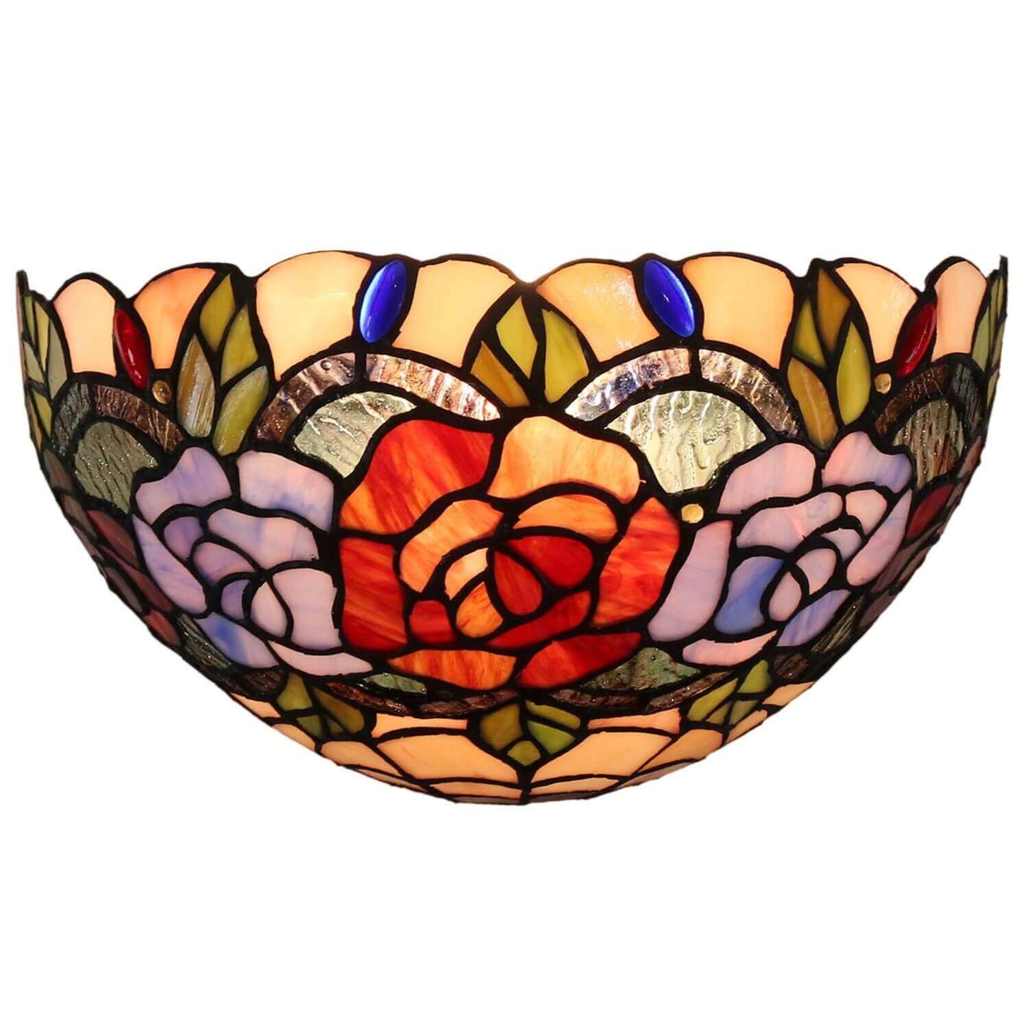 Rose Garden Tiffany Stained Glass Wall Lamp