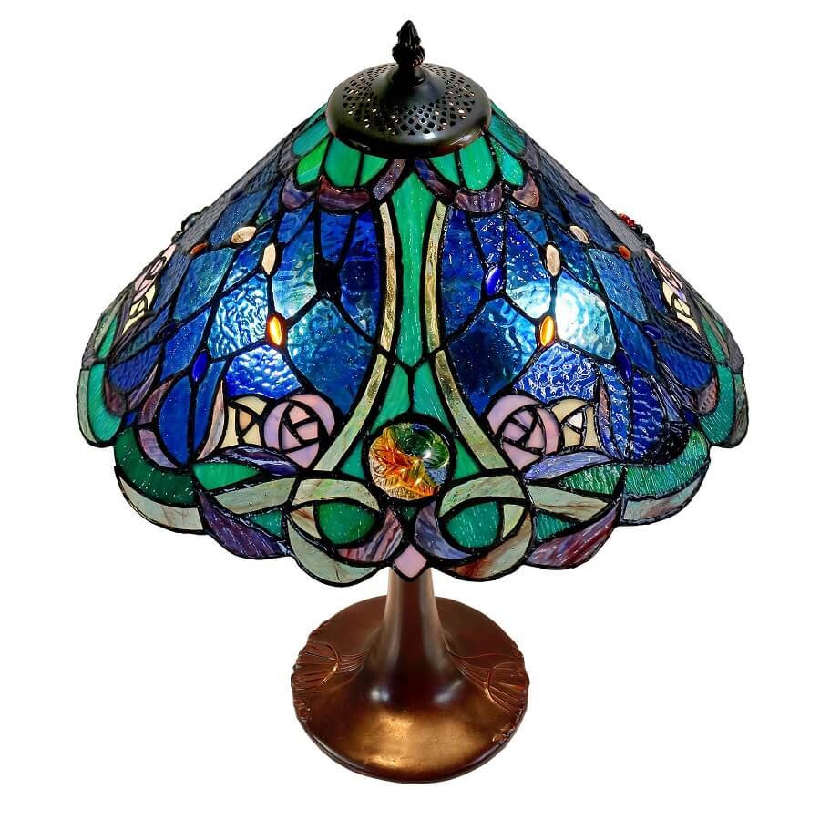 Roses Tiffany Stained Glass Table Lamp (Available in 2 Colors)