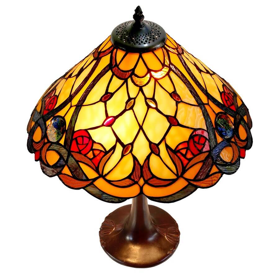 Roses Tiffany Stained Glass Table Lamp (Available in 2 Colors)