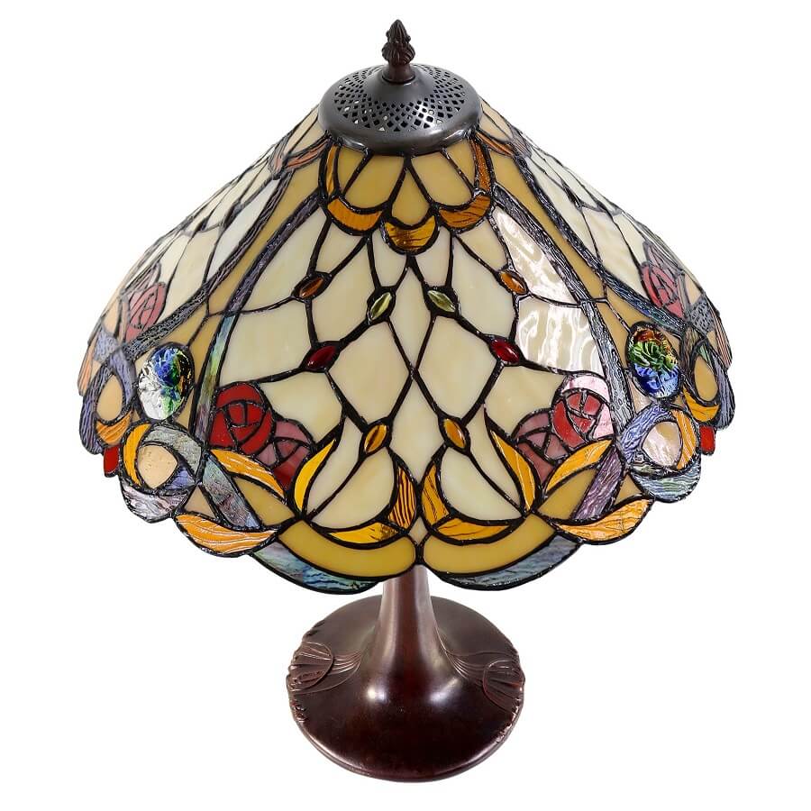 Roses Tiffany Stained Glass Table Lamp (Available in 2 Colors)