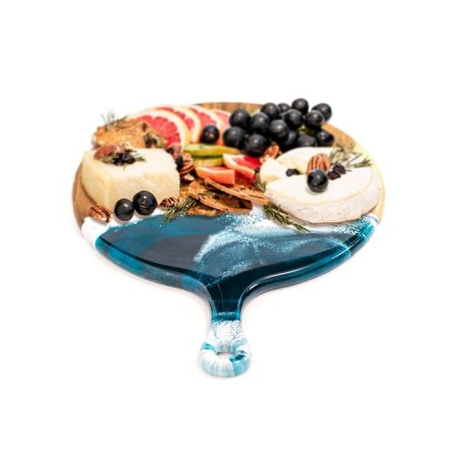 Round Acacia Ocean Vibes Resin Cheese Paddle