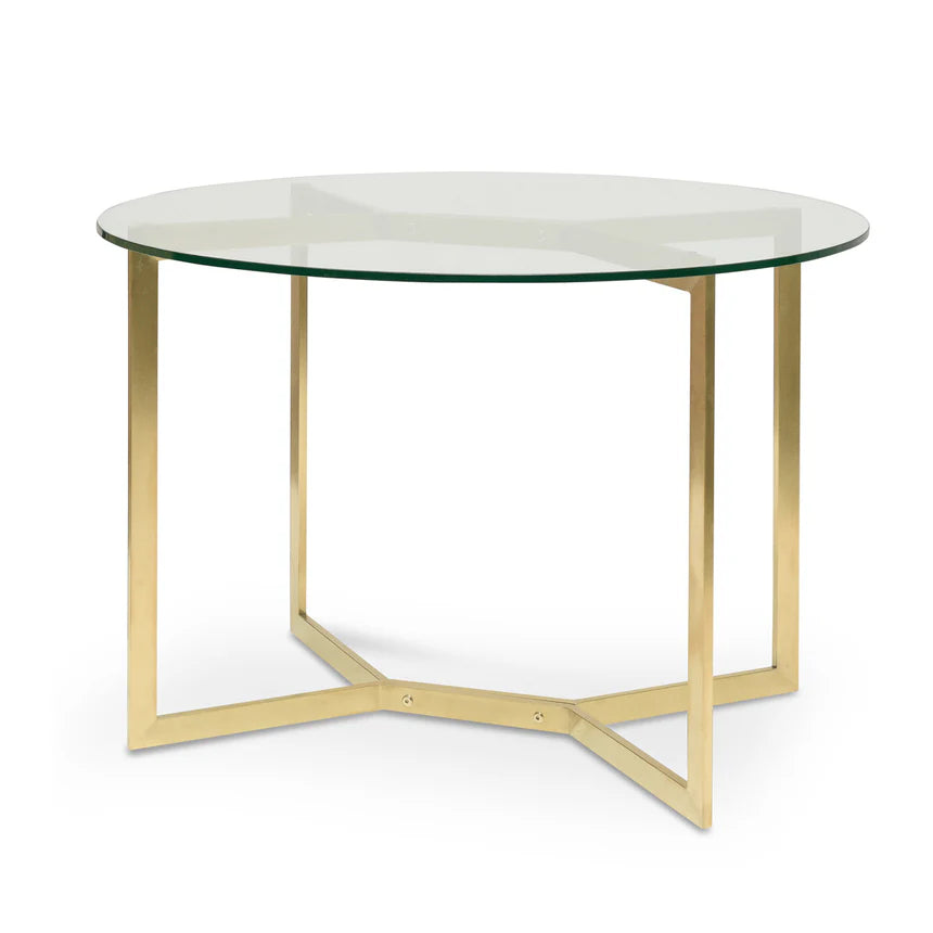 Round Glass Dining table 120cms - Gold Base