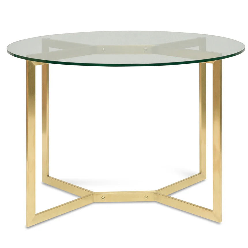 Round Glass Dining table 120cms - Gold Base