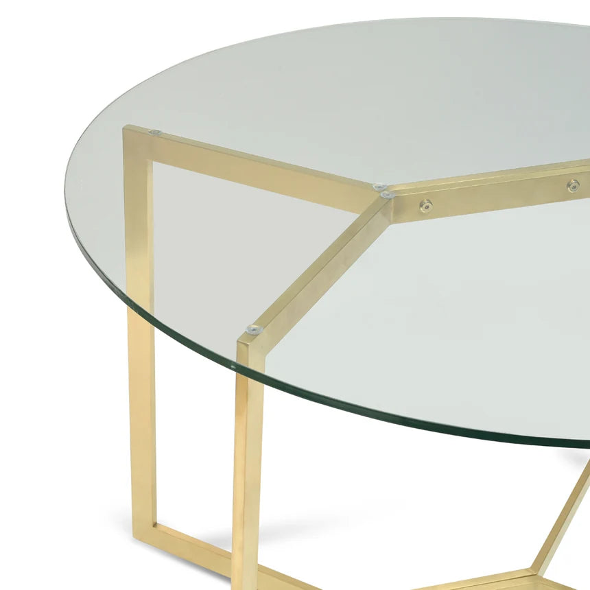 Round Glass Dining table 120cms - Gold Base