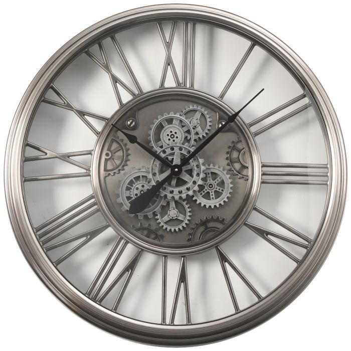 Round Greenwich Iron Industrial Gear Movement Wall Clock - 86cms