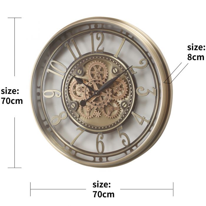 Round Maurice Exposed Gear Movement Wall Clock - 70cms