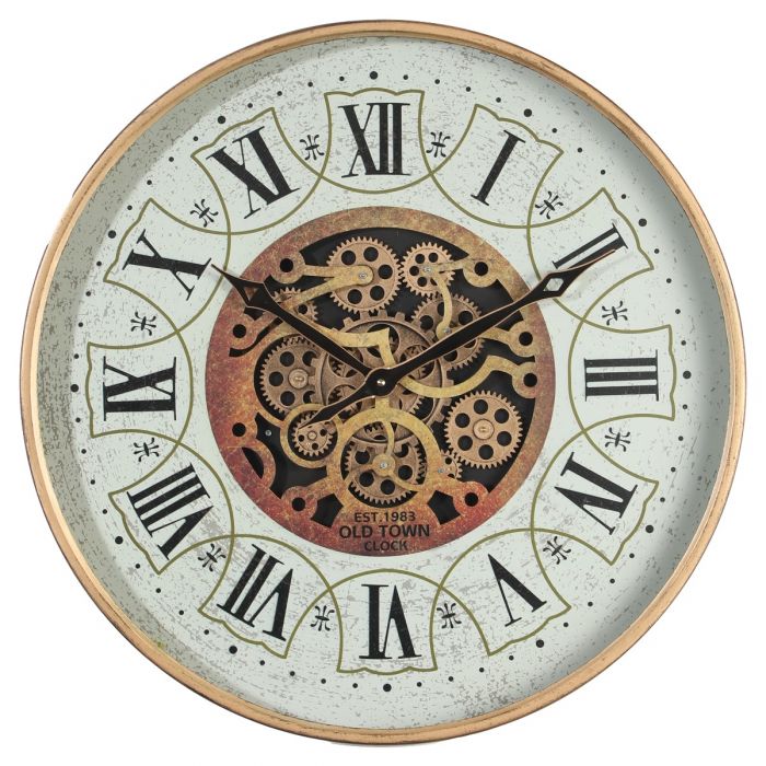 Round Old Town Exposed Gear Movement Wall Clock - 65cms