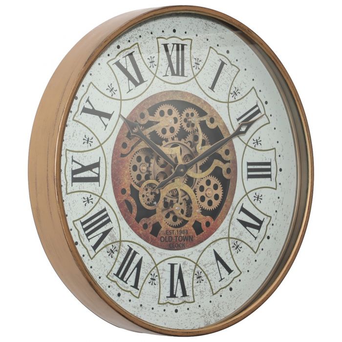 Round Old Town Exposed Gear Movement Wall Clock - 65cms