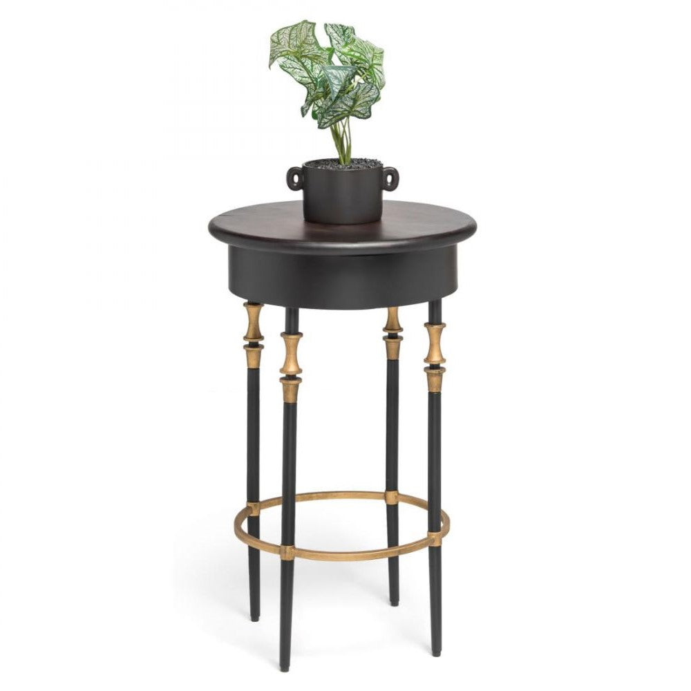 Round Side Table With Finial Legs - Black