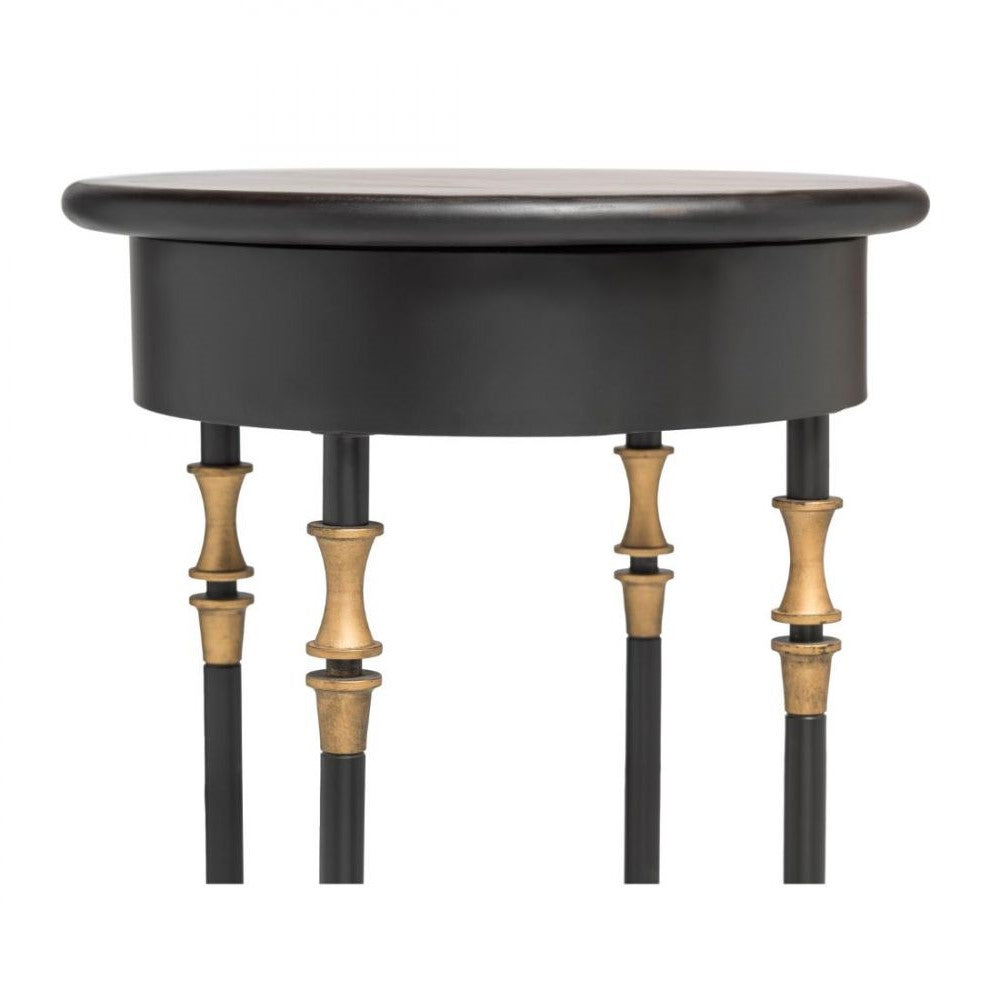 Round Side Table With Finial Legs - Black