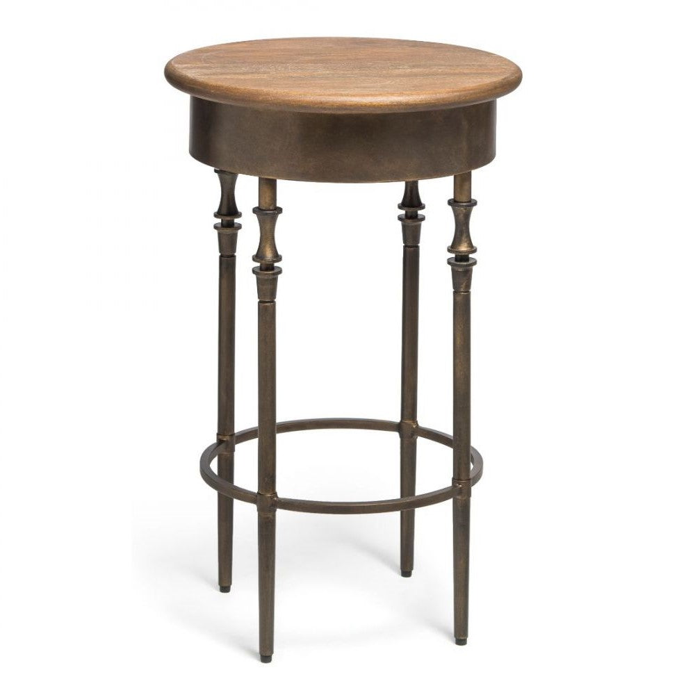 Round Side Table With Finial Legs - Brass Finish