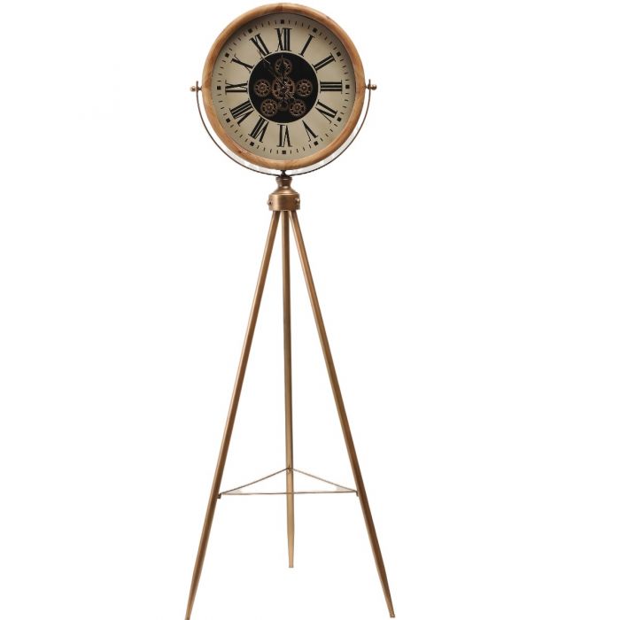 Round Vermont Tripod Exposed Gear Movement Clock - 55cms