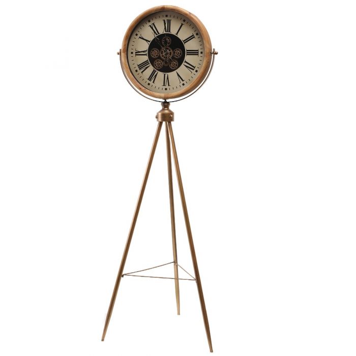 Round Vermont Tripod Exposed Gear Movement Clock - 55cms