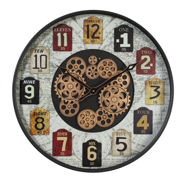 Round Wyndham Exposed Gear Movement Wall Clock - 60cms