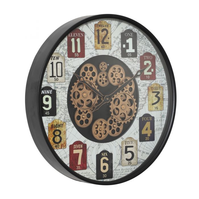 Round Wyndham Exposed Gear Movement Wall Clock - 60cms