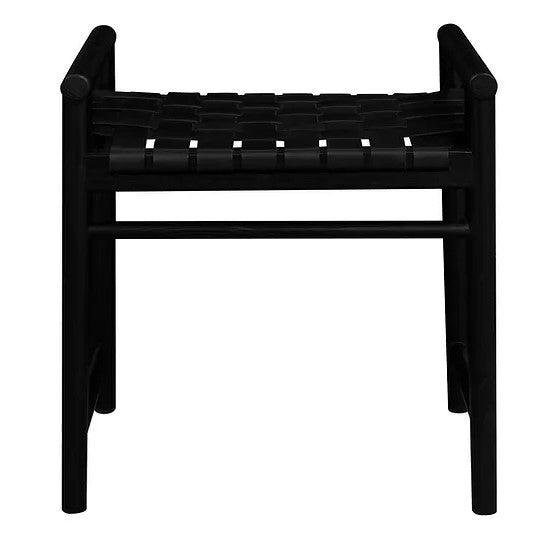 Royal Oak Bench with Genuine Leather - Black