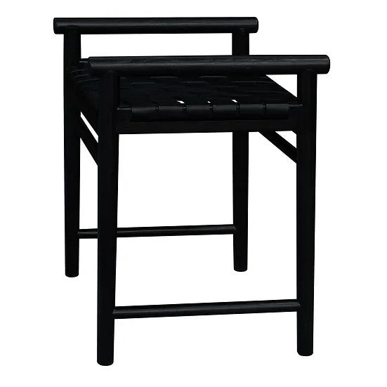 Royal Oak Bench with Genuine Leather - Black