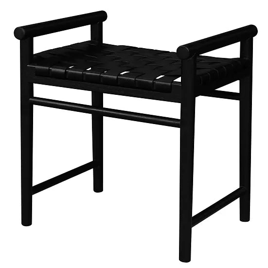 Royal Oak Bench with Genuine Leather - Black