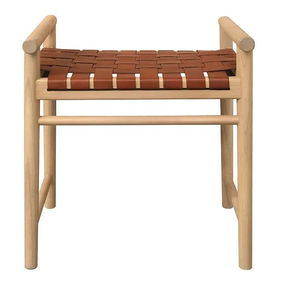 Royal Oak Bench with Genuine Leather - Natural