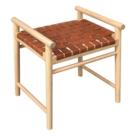 Royal Oak Bench with Genuine Leather - Natural