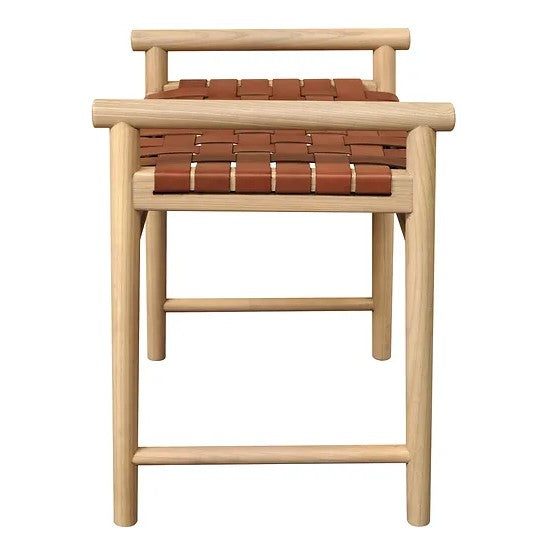 Royal Oak Bench with Genuine Leather - Natural