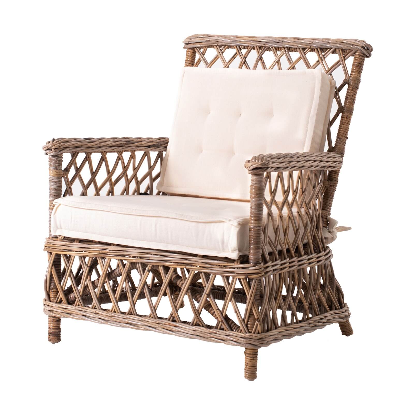 Royal Rattan Throne Inspired Lounge Armchair Set of 2