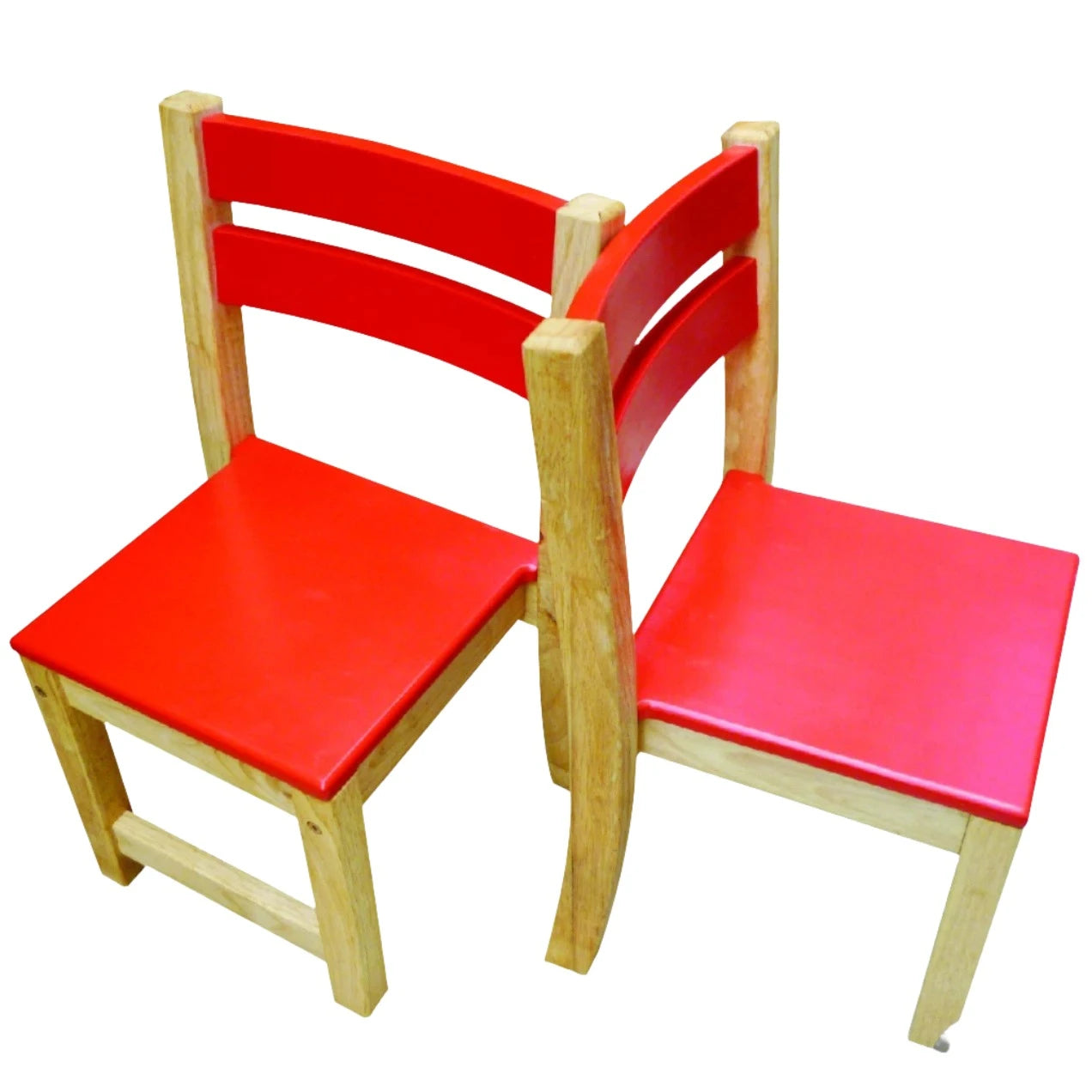 Rubber Wood Red Seat Stacking Chairs - Set of 2