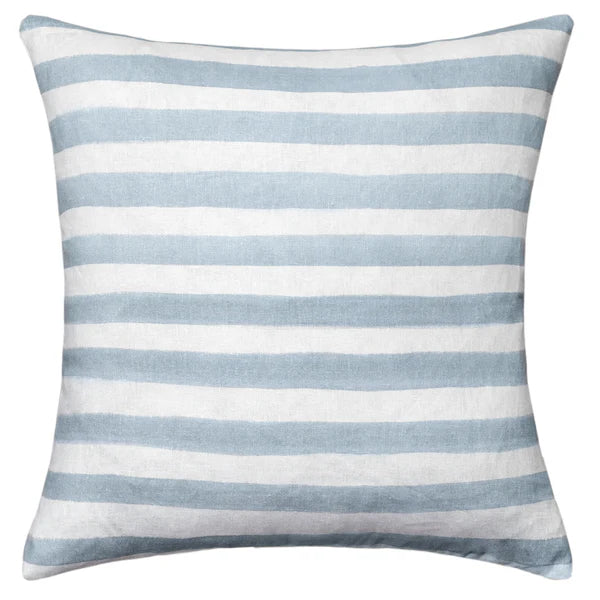 Rumi Striped Blue Linen Cushion Cover - 50X50cms