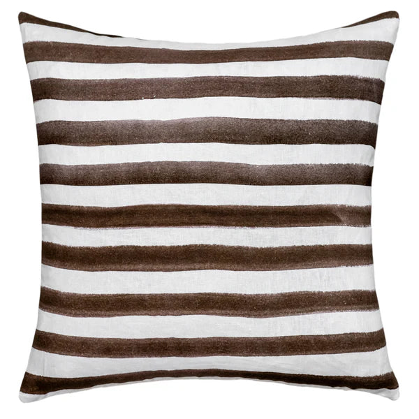 Rumi Striped Chocolate Linen Cushion Cover - 50X50cms