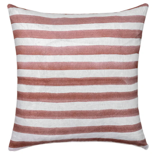 Rumi Striped Terracotta Linen Cushion Cover - 50X50cms