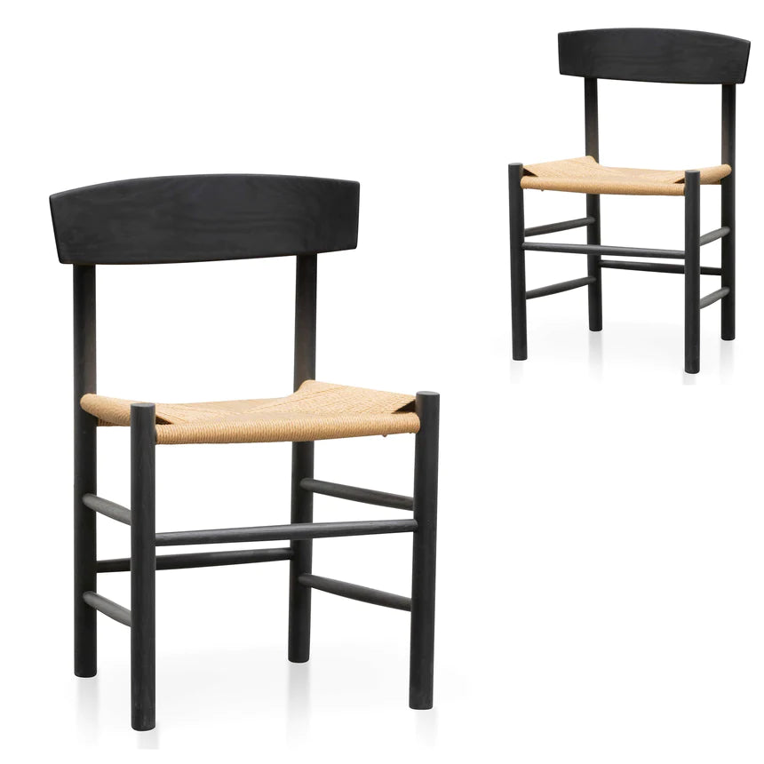 Rural Loft Dining Chair - Black & Natural (Set of 2)