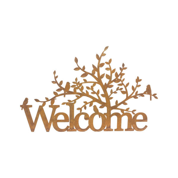 Rust Laser Cut Welcome Tree Wall Art - 90cms