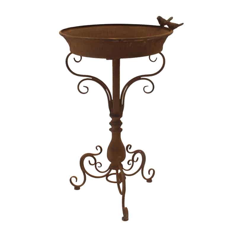 Rust Pressed Metal Bird Bath - 40x37x64.5cms