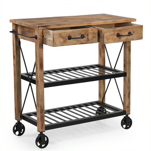 Rustic Appeal Hardwood Butler's Trolley