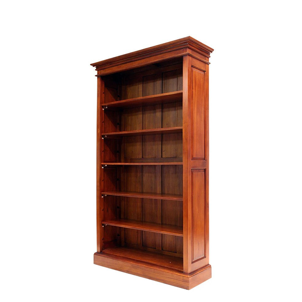 Rustic Architect's Six Shelf Open Bookcase - Walnut